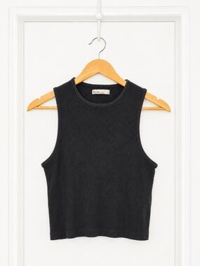 Oak + Fort Black Ribbed Tank Top – Size XL